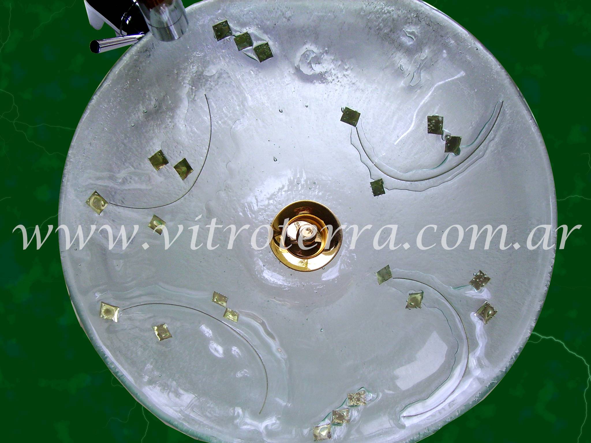 Bacha circular de vidrio Oro