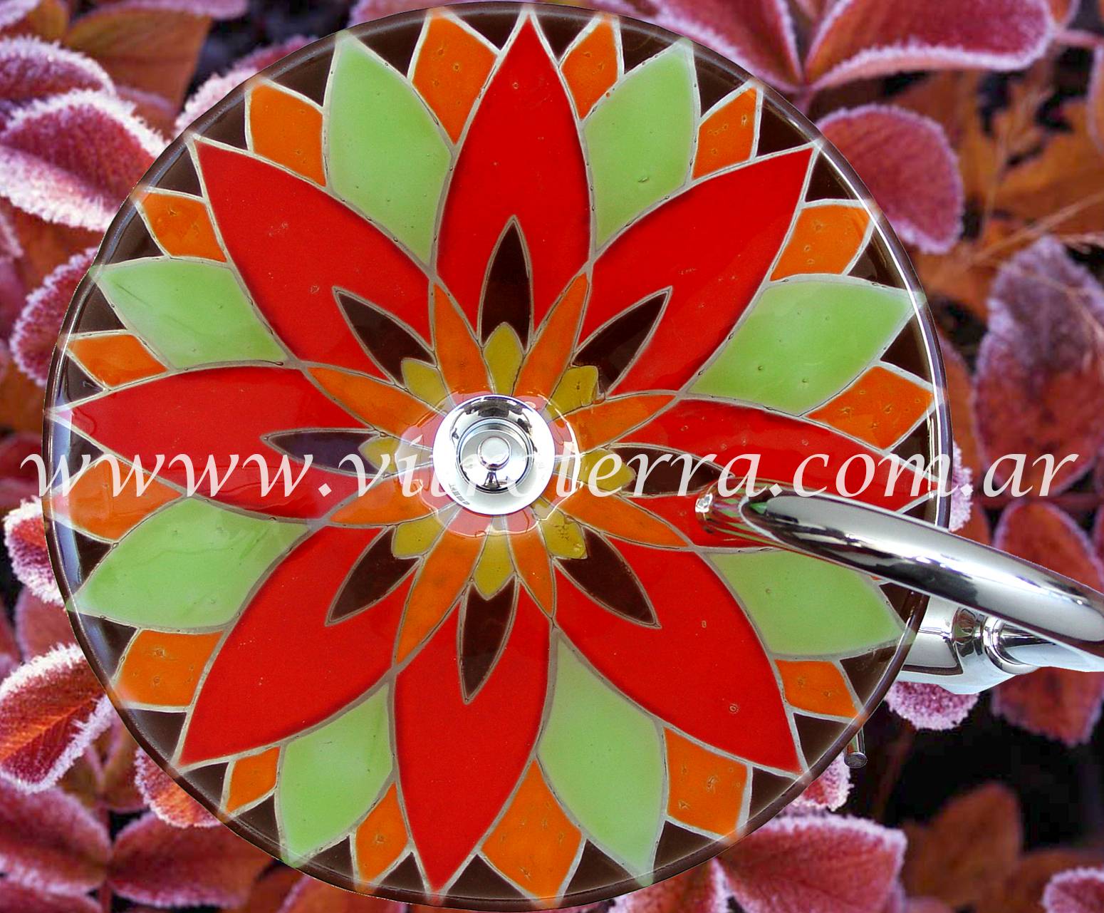 Bacha circular de vidrio Flor