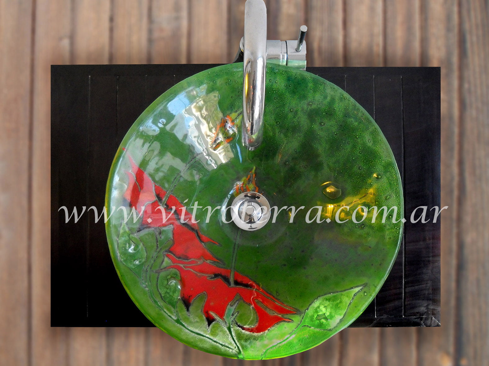 Bacha circular de vidrio Flor-del-Bosque