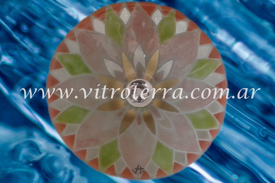 Bacha circular de vidrio Flor-Rosa