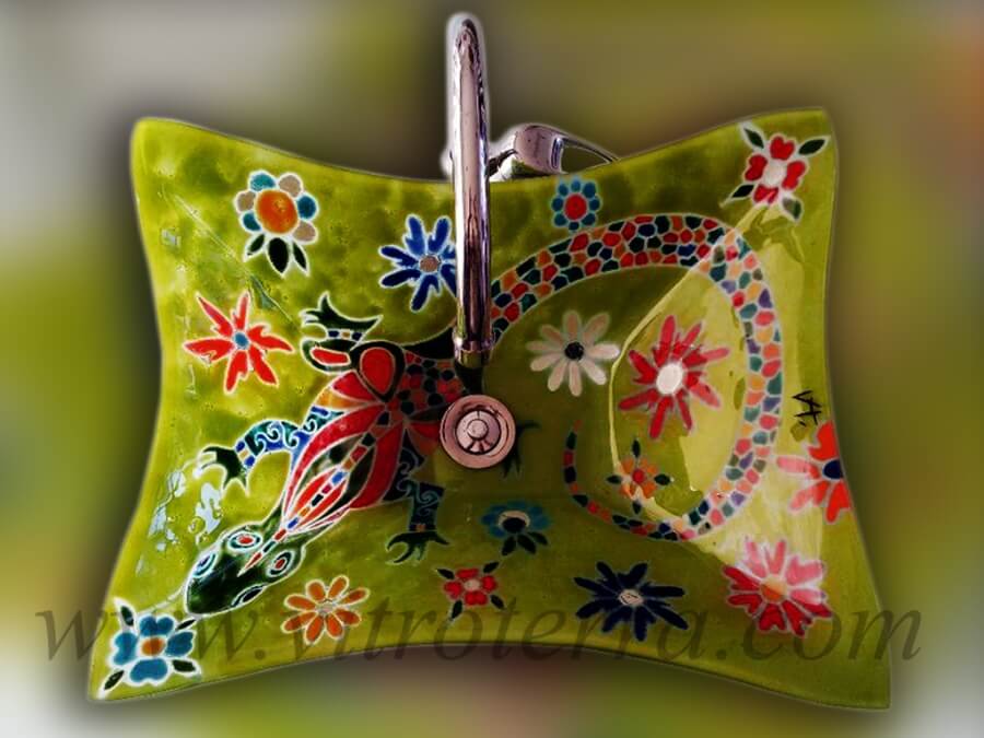 Bacha rectangular de vidrio Iguana