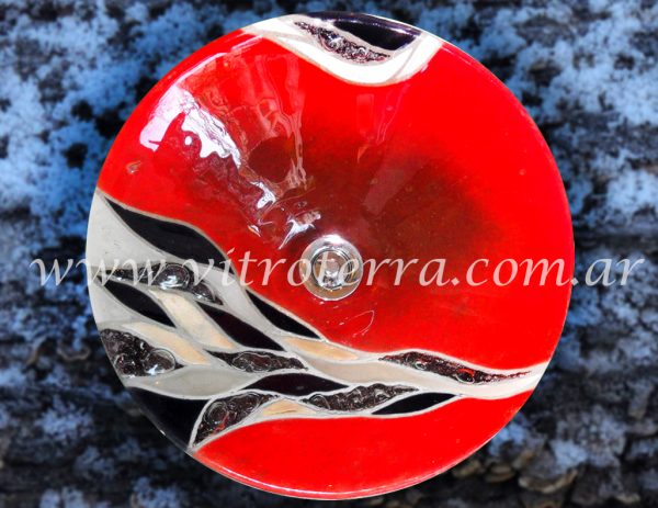 Bacha circular de vidrio Lilas-Roja
