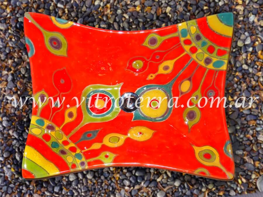 Bacha rectangular de vidrio Leonor-Naranja