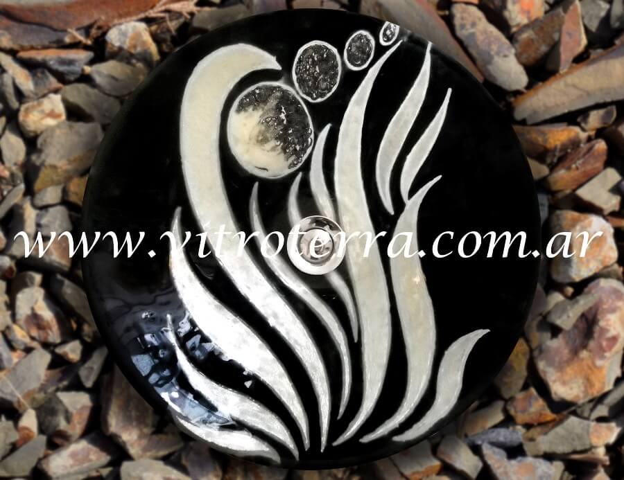 Bacha circular de vidrio Llamas