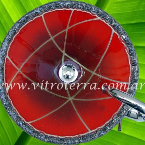 Bacha circular de vidrio Luxury-Roja