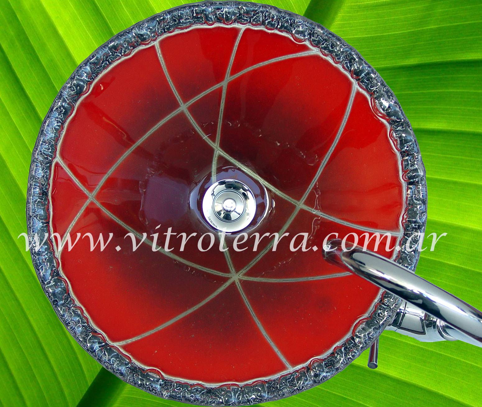 Bacha circular de vidrio Luxury-Roja