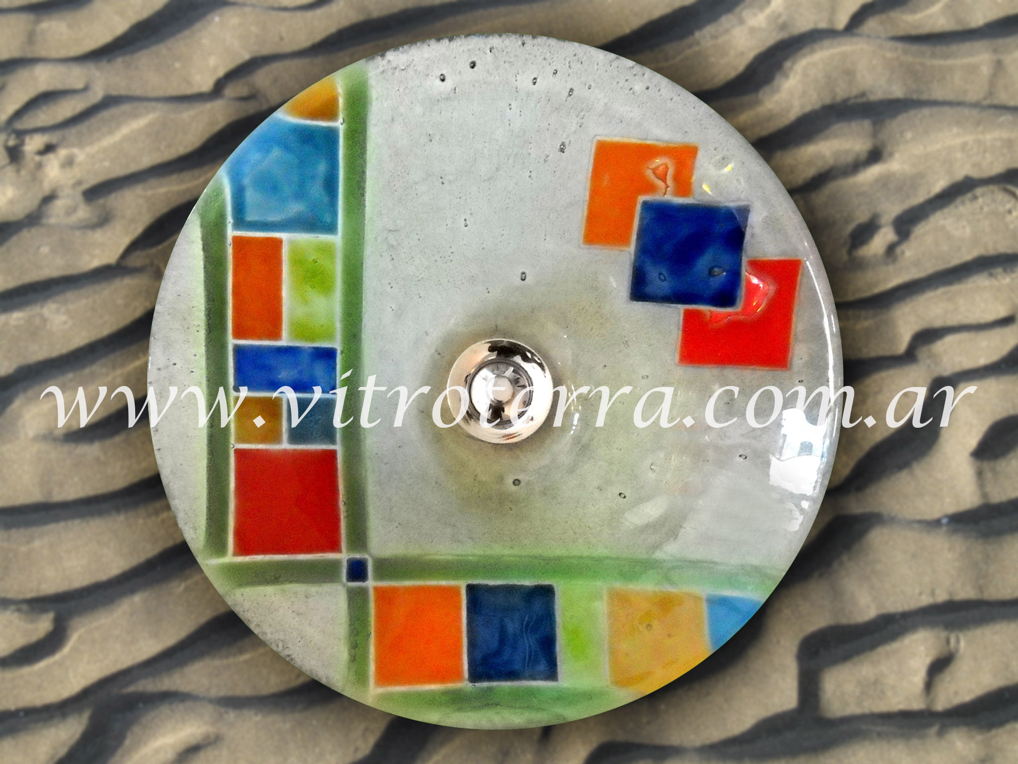 Bacha circular de vidrio Mondrian-Beige