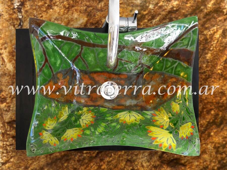 Bacha rectangular de vidrio Pampeana