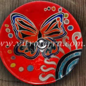 Bacha circular de vidrio Papillon-Roja