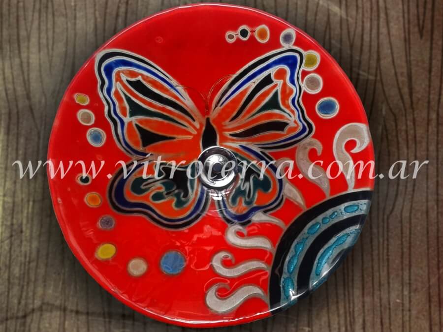 Bacha circular de vidrio Papillon-Roja