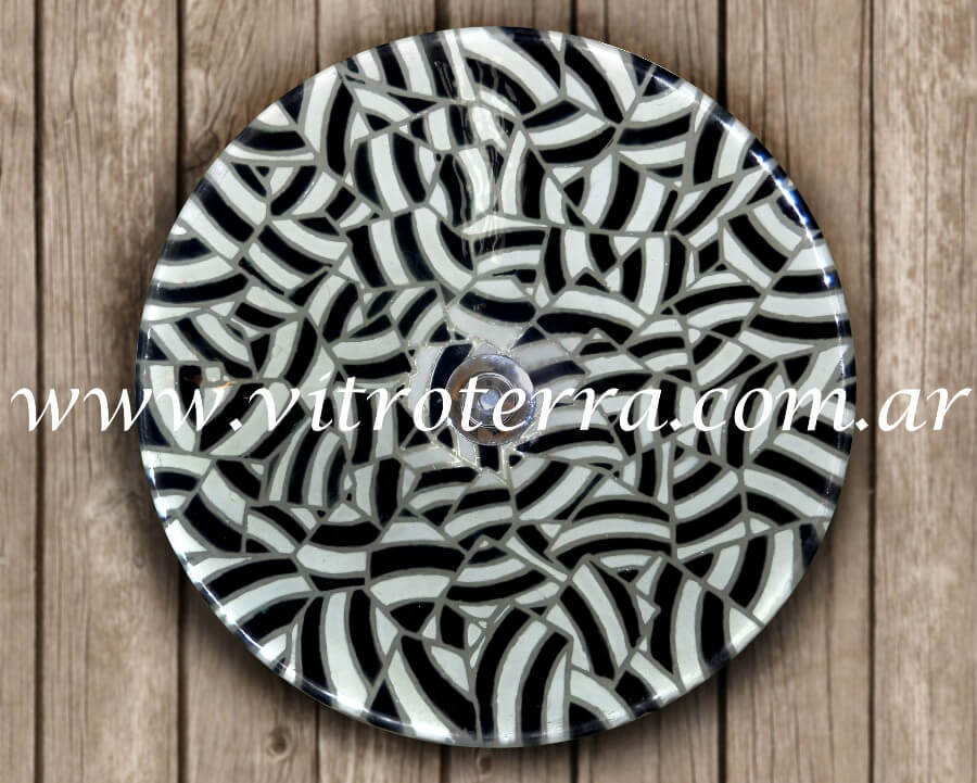 Bacha circular de vidrio Rayitas