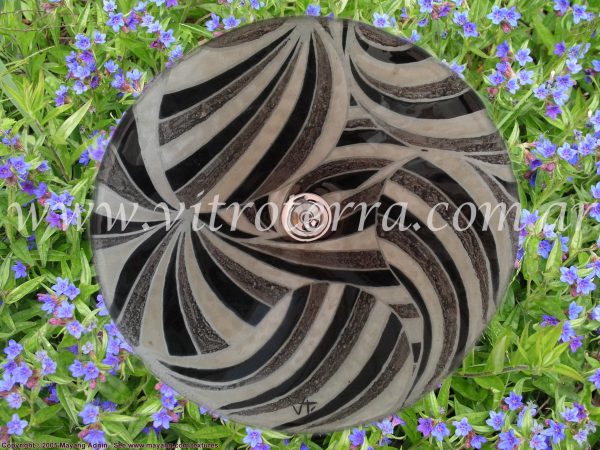 Bacha circular de vidrio Molino-Gris-Burbujas
